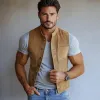 Men's Fashion Suede Stand Collar Single Breasted Slim Fit Vest 64492843Y sold by Manly