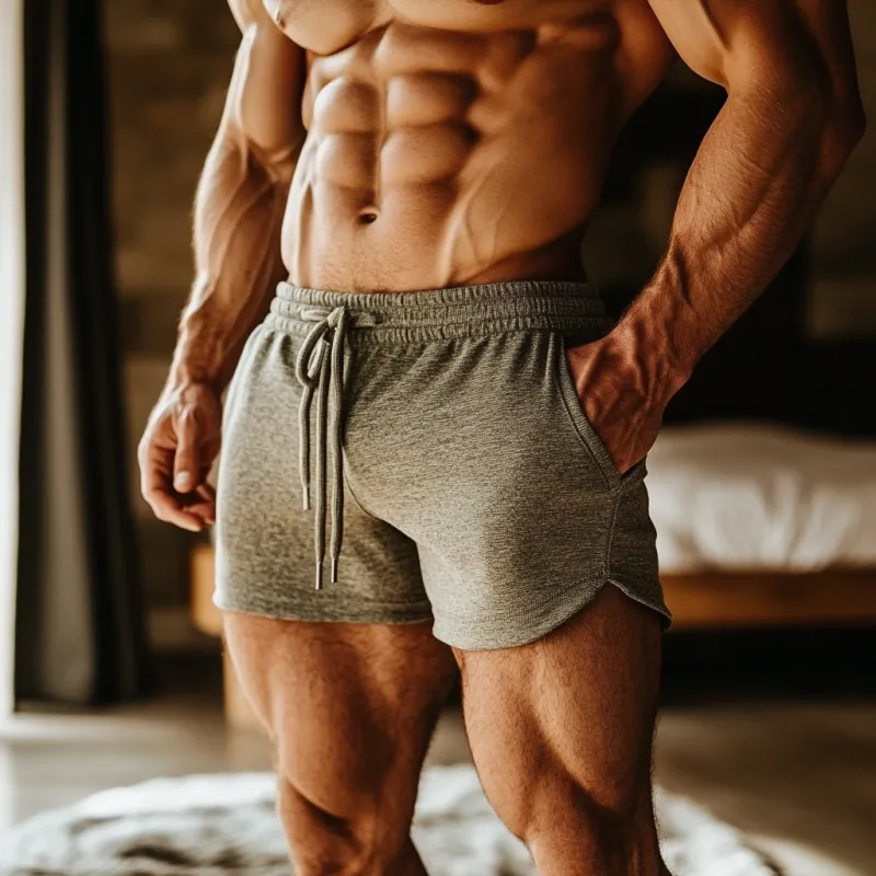 Men's Casual Sports Skin-Friendly Drawstring Three-Quarter Slim Fit Shorts 74912590Y sold by Manly product image thumbnail 3