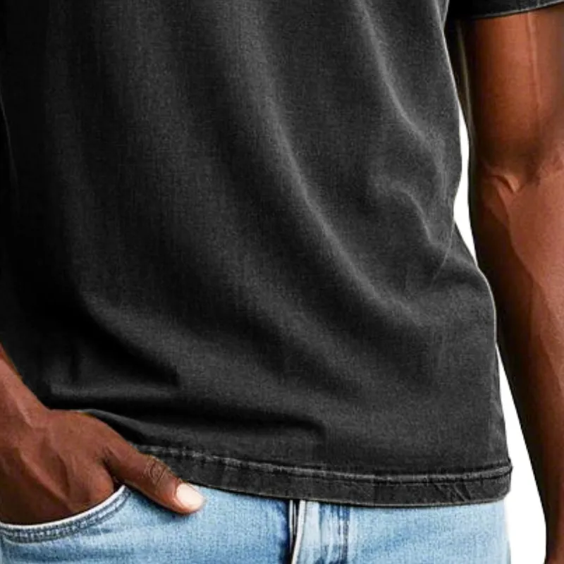 Men Fashion Washed Cotton Zipper Neck Short Sleeve T-Shirt 13427012Y sold by Manly product image thumbnail 3