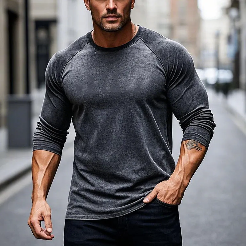 Men's Vintage Colorblock Long Sleeve Crew Neck T-Shirt 61447472X sold by Manly product image thumbnail 2