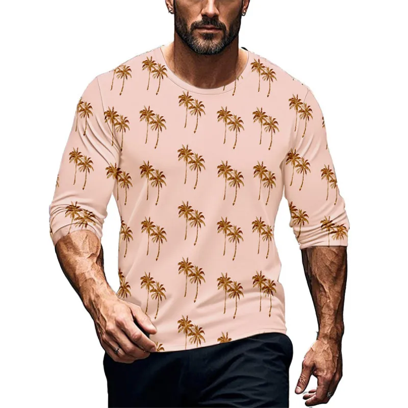 Men's Hawaiian Print Crew Neck Long Sleeve T-Shirt 32373139X sold by Manly