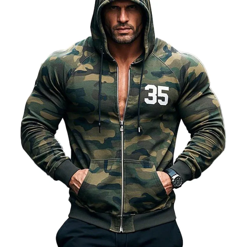 Men's Outdoor Camouflage Print Zip-Up Hoodie Jacket 18070816X sold by Manly