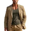 Men's Cotton and Linen Solid Color Blazer 64110808X sold by Manly