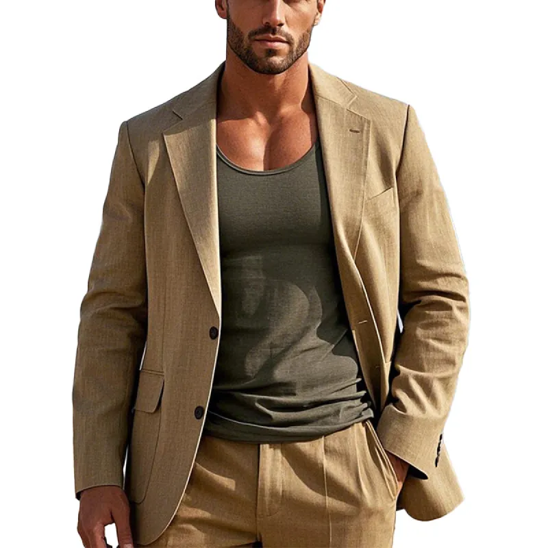 Men's Cotton and Linen Solid Color Blazer 64110808X sold by Manly