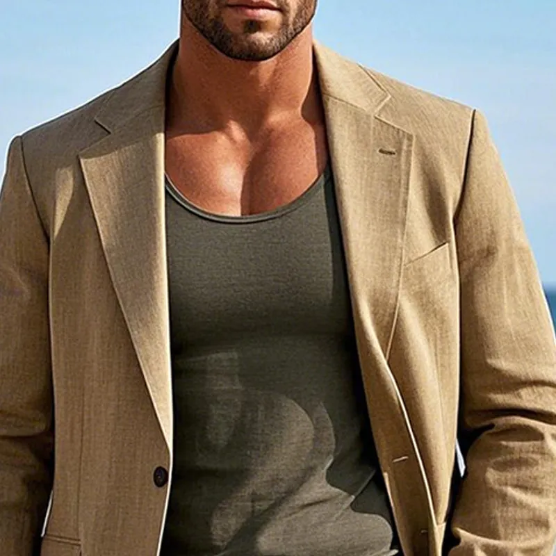 Men's Cotton and Linen Solid Color Blazer 64110808X sold by Manly product image thumbnail 3