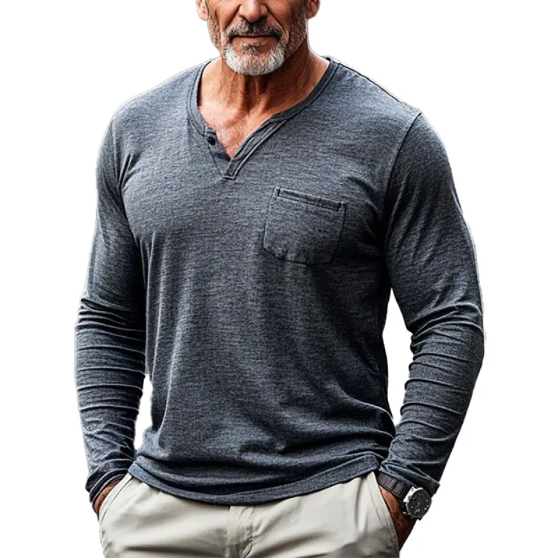 Men's Cotton Blend V-Neck Long Sleeve T-Shirt 98207633X sold by Manly