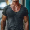 Men's Casual V-neck Slim Fit Cotton Short Sleeve T-shirt 76410554K sold by Manly