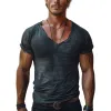 Men's Casual V-neck Slim Fit Cotton Short Sleeve T-shirt 76410554K sold by Manly