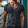 Men's Casual V-neck Slim Fit Cotton Short Sleeve T-shirt 76410554K sold by Manly
