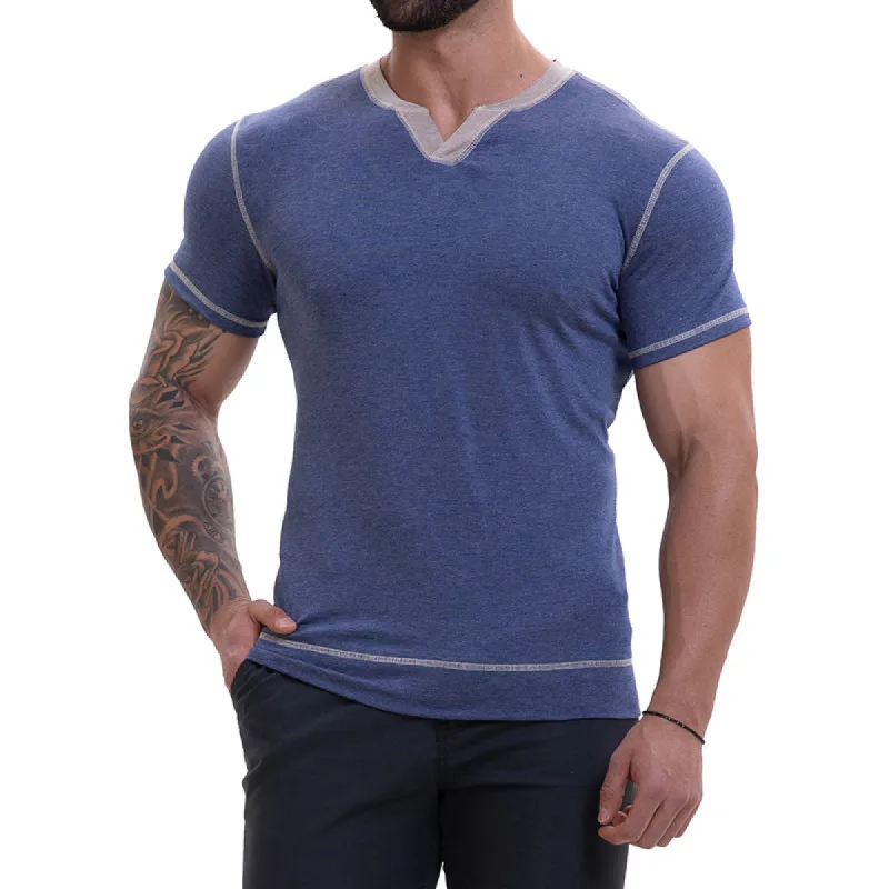 Men's Casual Comfort V-neck Slim Fit Cotton Short Sleeve T-shirt 07058070K sold by Manly