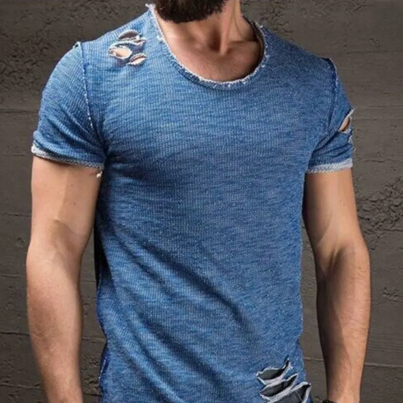 Men's Casual Comfortable Round Neck Slim Fit Short-sleeved T-shirt 63757168K sold by Manly product image thumbnail 2