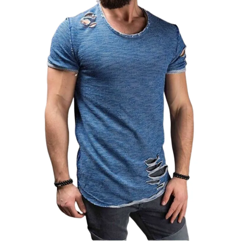 Men's Casual Comfortable Round Neck Slim Fit Short-sleeved T-shirt 63757168K sold by Manly