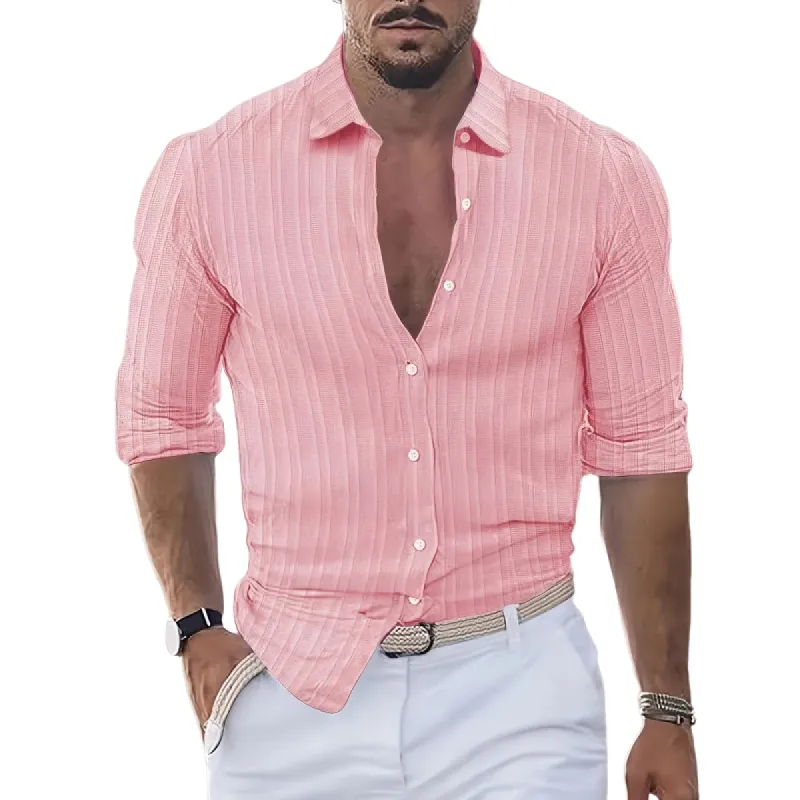 Men's Classic Casual Slim Fit Textured Fabric Long Sleeve Shirt 25424547K sold by Manly