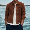 Men's Casual Suede Lapel Single Breasted Slim Fit Jacket 08795075M sold by Manly