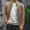 Men's Casual Suede Stand Collar Zipper Slim Jacket 45800280M sold by Manly
