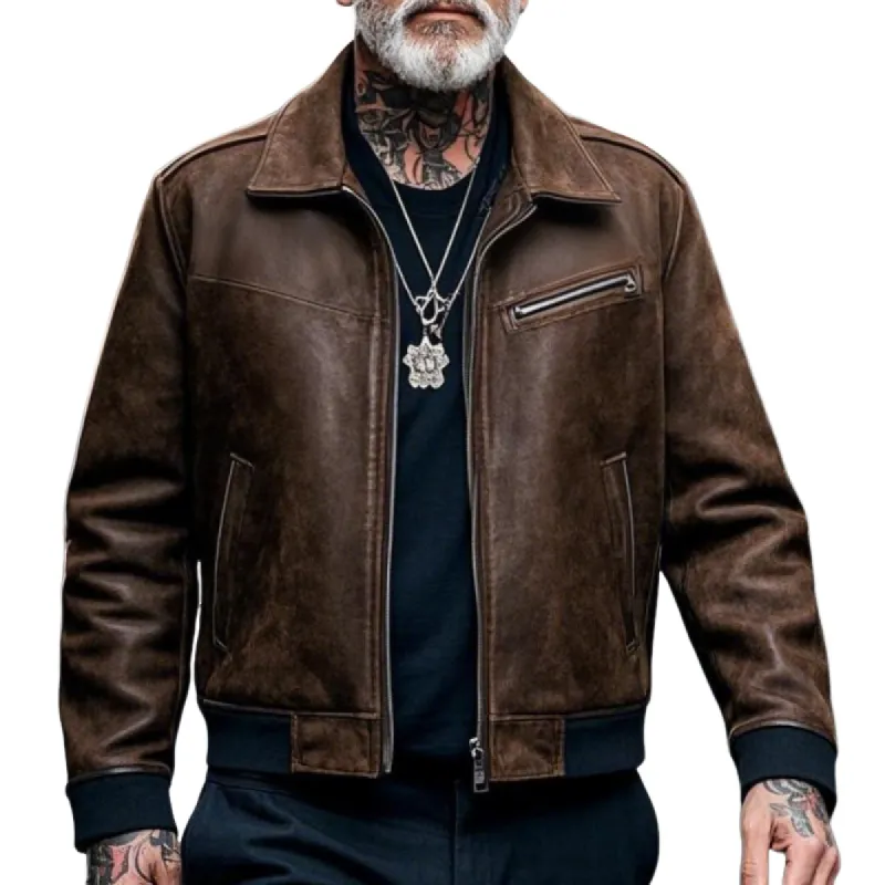 Men's Vintage Casual Lapel Suede Jacket 16198135F sold by Manly