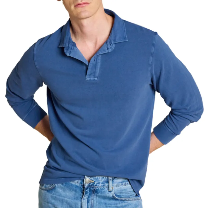 Men's Vintage Distressed Lapel Long Sleeve POLO Shirt 82656861F sold by Manly