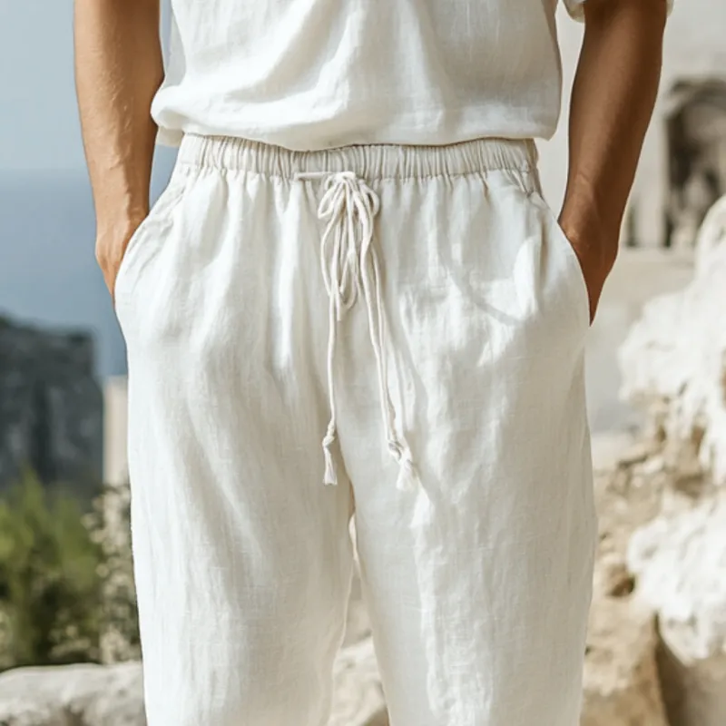 Men's Casual Cotton Linen Elastic Waist Drawstring Loose Pants 79451730M sold by Manly product image thumbnail 3