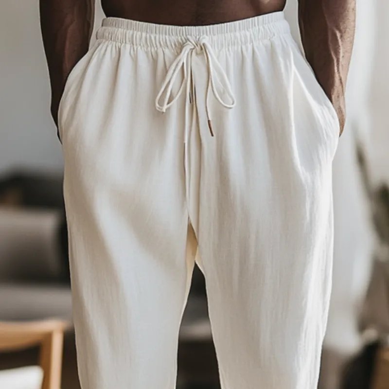 Men's Casual Cotton Linen Elastic Waist Drawstring Loose Pants 44554564M sold by Manly product image thumbnail 3