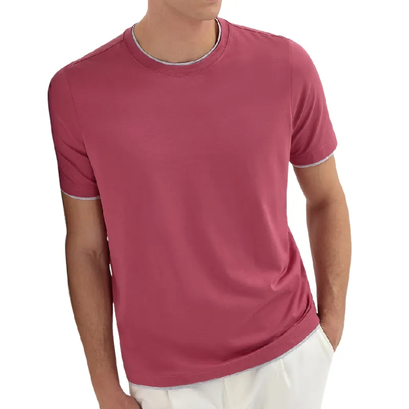 Men's Casual Fashion Fake Two Piece Round Neck Cotton Blend Short Sleeve T-Shirt 55268628F sold by Manly
