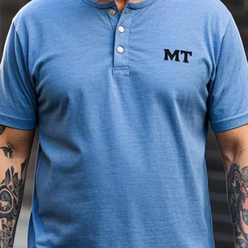 Men's Vintage Casual Henley Collar Cotton Blend Short Sleeve T-Shirt 51574147F sold by Manly product image thumbnail 3