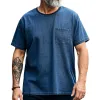 Men's Vintage Casual Loose Round Neck Cotton Blend Short Sleeve T-Shirt 55986471F sold by Manly