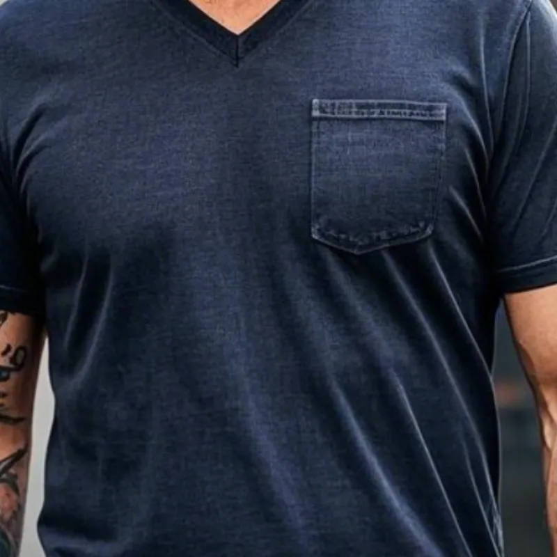 Men's Vintage Casual V-Neck Cotton Blend Short Sleeve T-Shirt 37816258F sold by Manly product image thumbnail 3