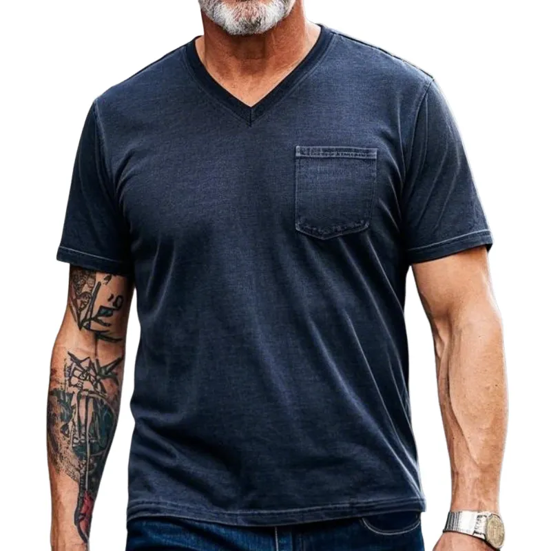 Men's Vintage Casual V-Neck Cotton Blend Short Sleeve T-Shirt 37816258F sold by Manly