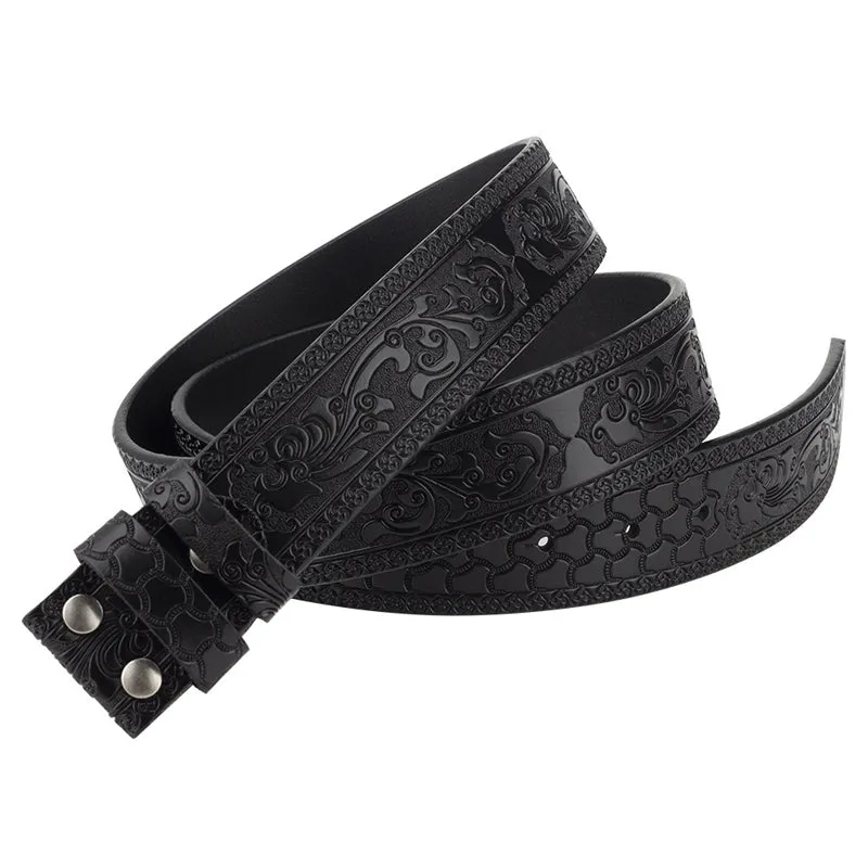 Men's Split Leather Vintage Embossed Smooth Buckle Belt 03835457U sold by Manly
