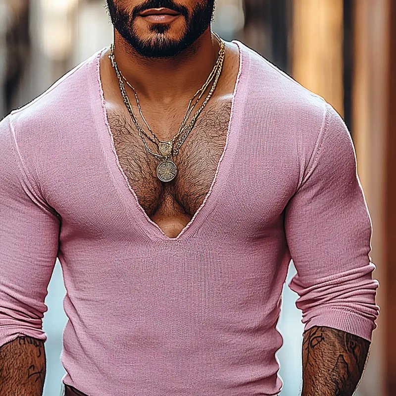 Men's Fashion V Neck Long Sleeve Knit Sweater 73410404Z sold by Manly product image thumbnail 3