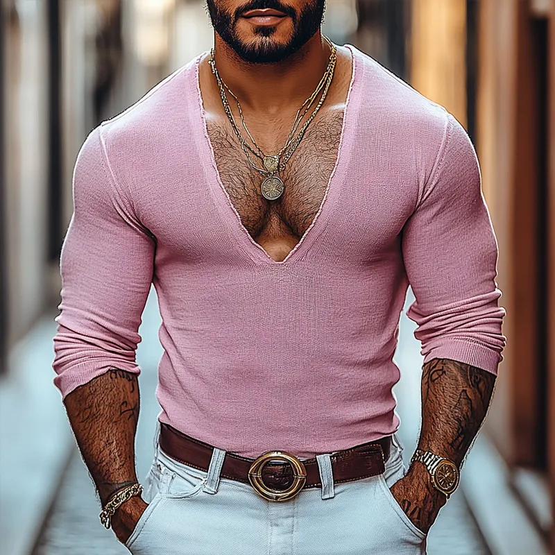 Men's Fashion V Neck Long Sleeve Knit Sweater 73410404Z sold by Manly product image thumbnail 2