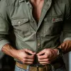 Men's Retro Western Style Lapel Long Sleeve Denim Shirt 66385655Z sold by Manly