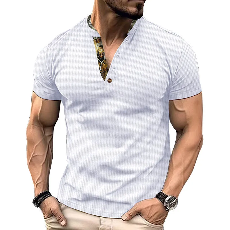 Men's Casual Button Collar Short Sleeve T-Shirt 03338216X sold by Manly