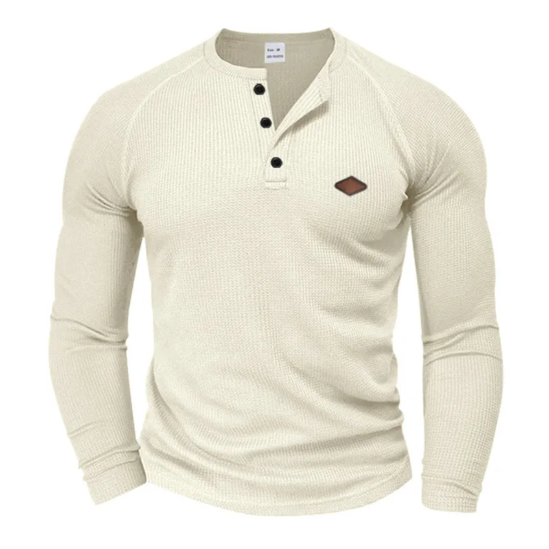 Men's Casual Waffle Henley Long Sleeve T-Shirt 97871242X sold by Manly product image thumbnail 5
