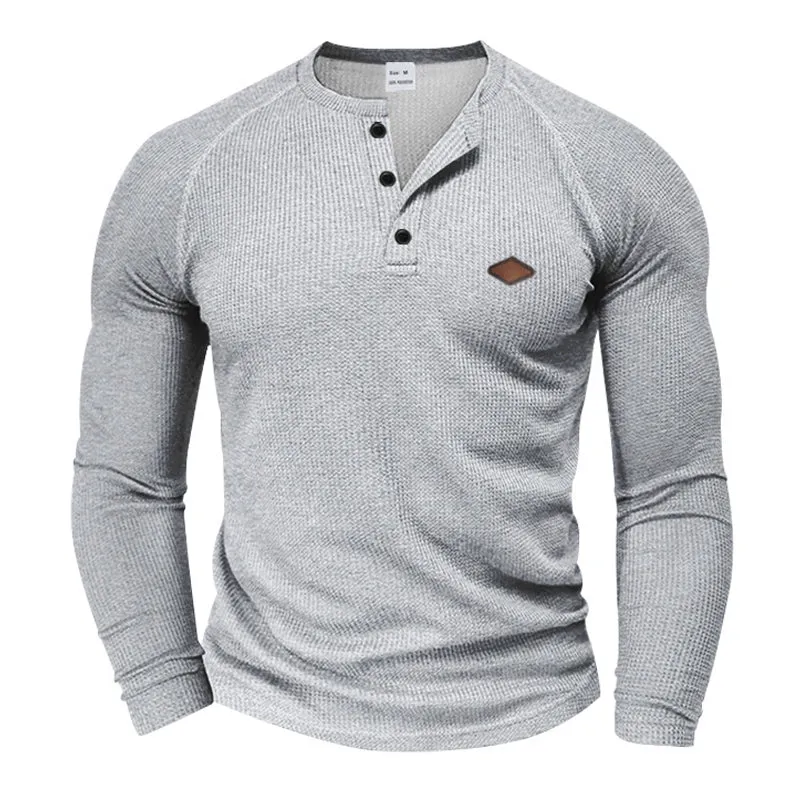 Men's Casual Waffle Henley Long Sleeve T-Shirt 97871242X sold by Manly product image thumbnail 4