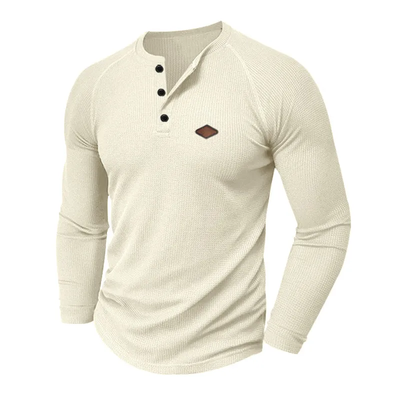 Men's Casual Waffle Henley Long Sleeve T-Shirt 97871242X sold by Manly product image thumbnail 3