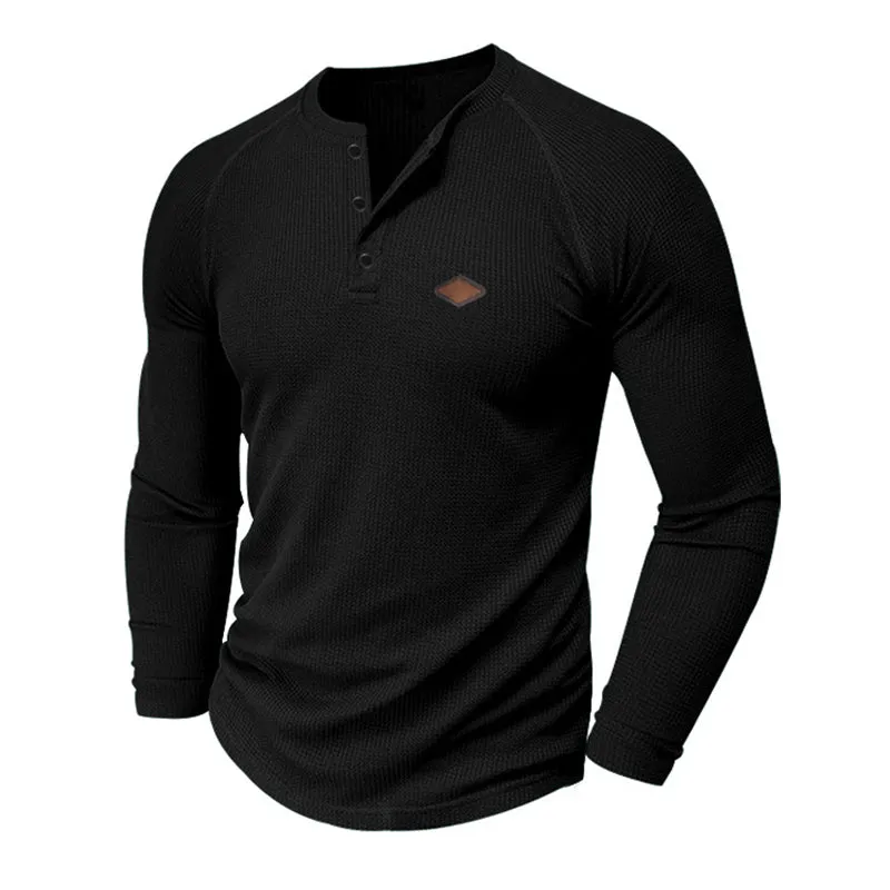 Men's Casual Waffle Henley Long Sleeve T-Shirt 97871242X sold by Manly product image thumbnail 2