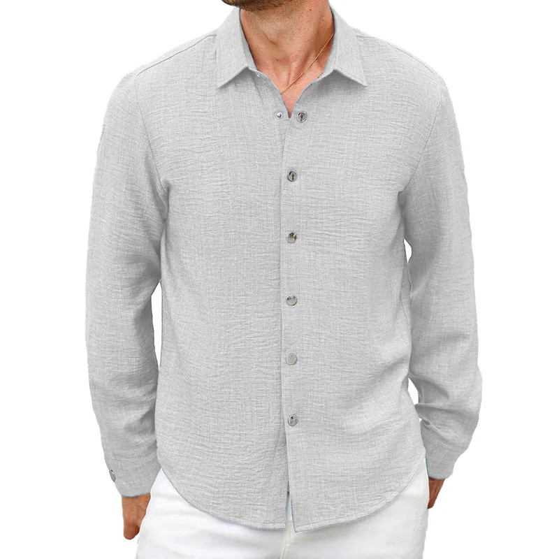Men's Solid Linen Beach Long Sleeve Shirt 13662797X sold by Manly product image thumbnail 4