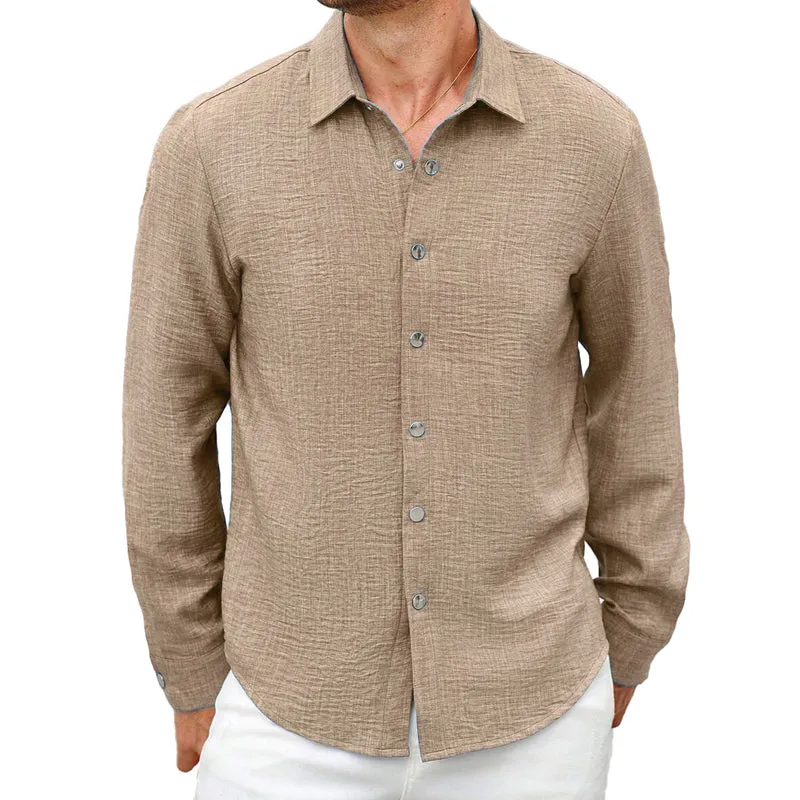 Men's Solid Linen Beach Long Sleeve Shirt 13662797X sold by Manly product image thumbnail 2