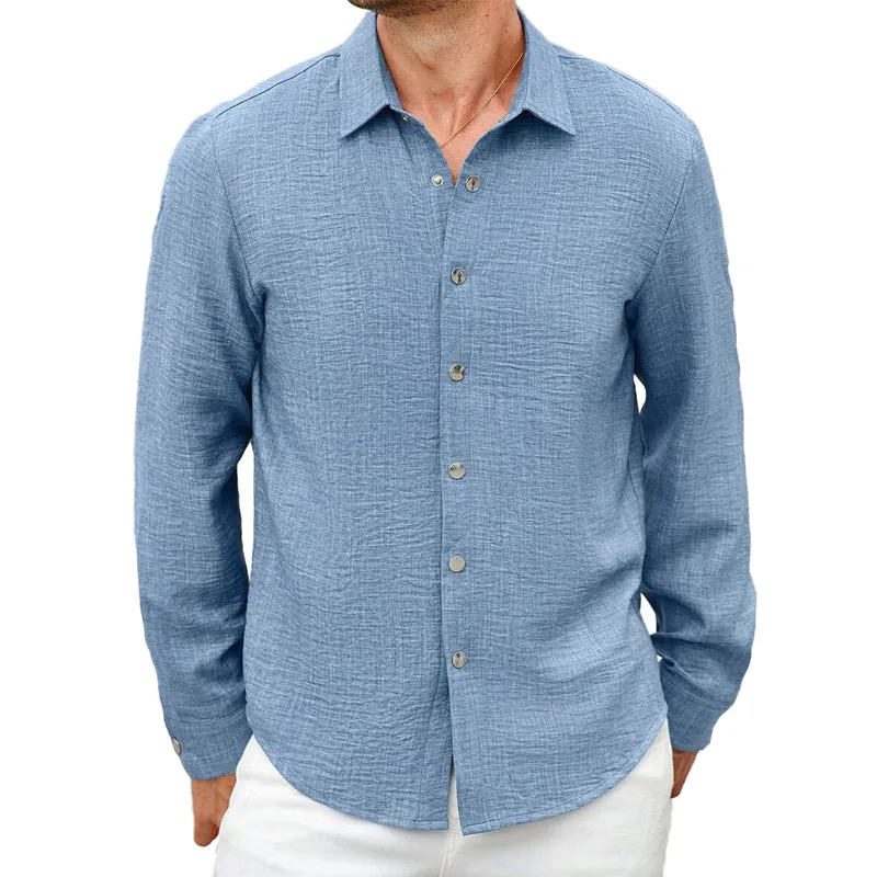 Men's Solid Linen Beach Long Sleeve Shirt 13662797X sold by Manly product image thumbnail 3