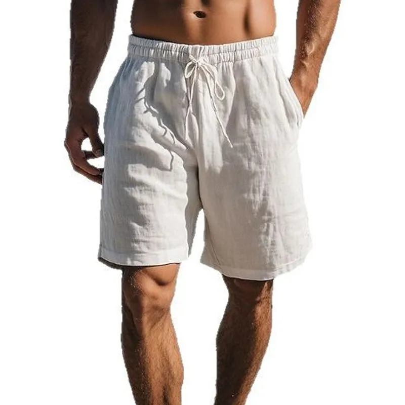 Men's Cotton and Linen Drawstring Beach Shorts 19600715X sold by Manly