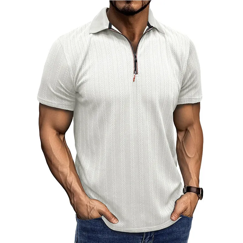Men's Textured Casual Lapel Short-sleeved POLO Shirt 48323720X sold by Manly