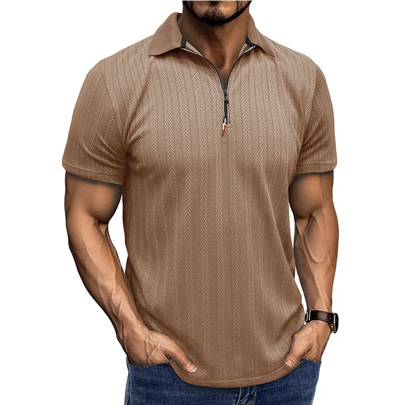 Men's Textured Casual Lapel Short-sleeved POLO Shirt 48323720X sold by Manly product image thumbnail 3