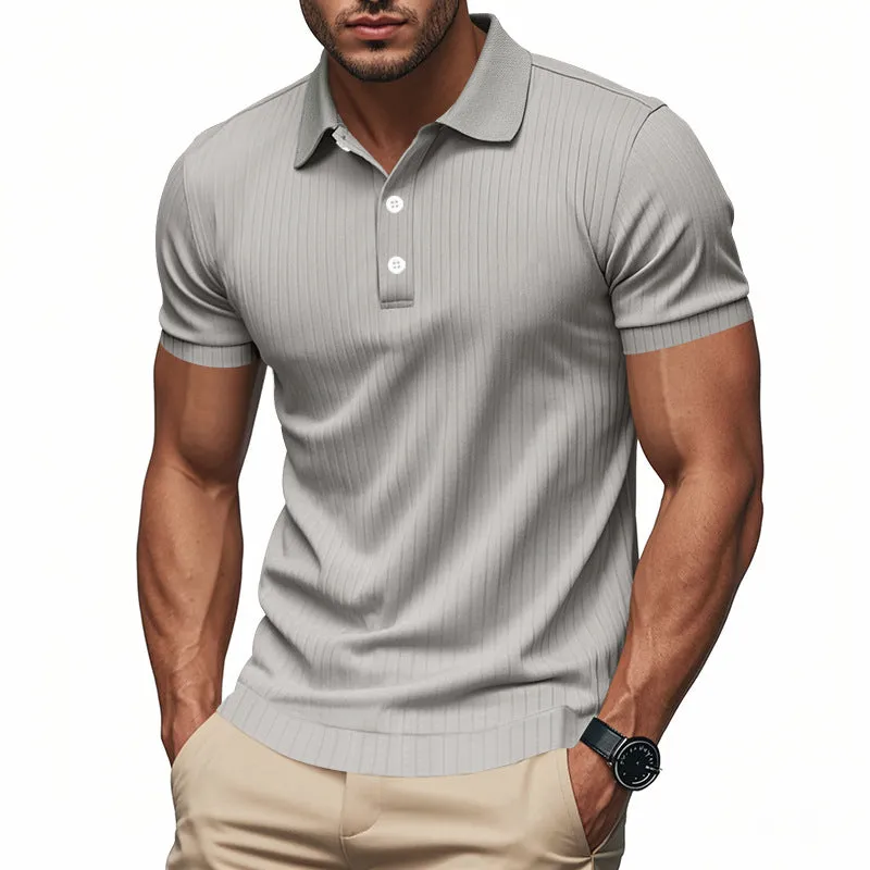 Men's Casual Elastic Lapel Short-sleeved POLO Shirt 21133485X sold by Manly