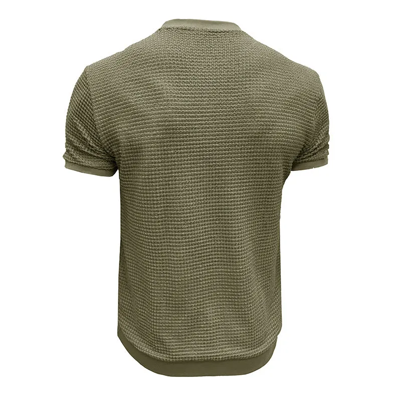 Men's Solid Color Waffle Round Neck Short Sleeve T-shirt 01204058X sold by Manly product image thumbnail 4