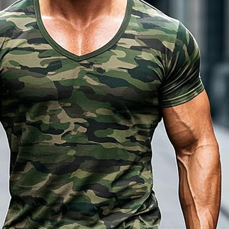 Men's Outdoor Camouflage Short-sleeved V-neck T-shirt 86213191X sold by Manly product image thumbnail 4