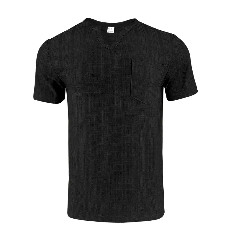 Men's Solid Color V-neck Short-sleeved T-shirt 54111088X sold by Manly product image thumbnail 4