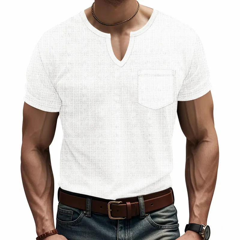 Men's Solid Color V-neck Short-sleeved T-shirt 54111088X sold by Manly product image thumbnail 2