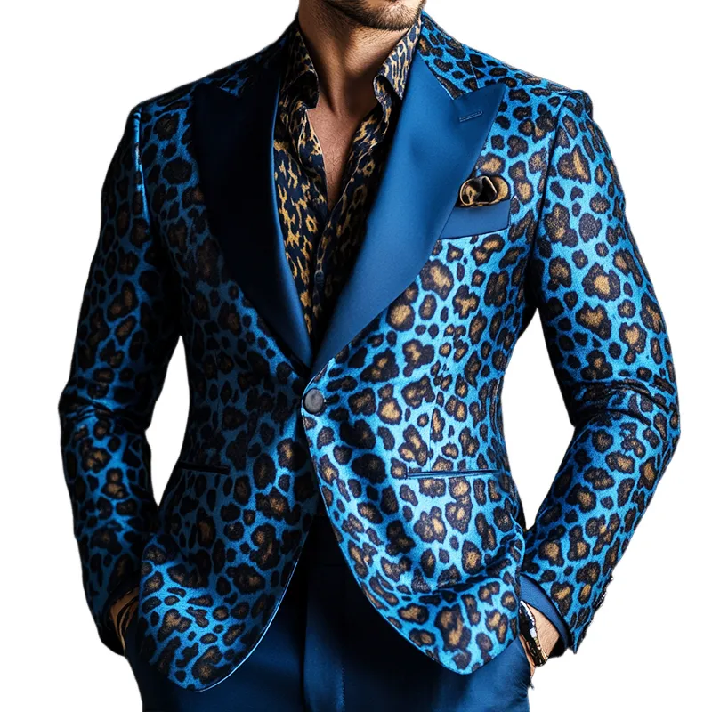 Men's Vintage Casual Leopard Print Blazer 45458237TO sold by Manly