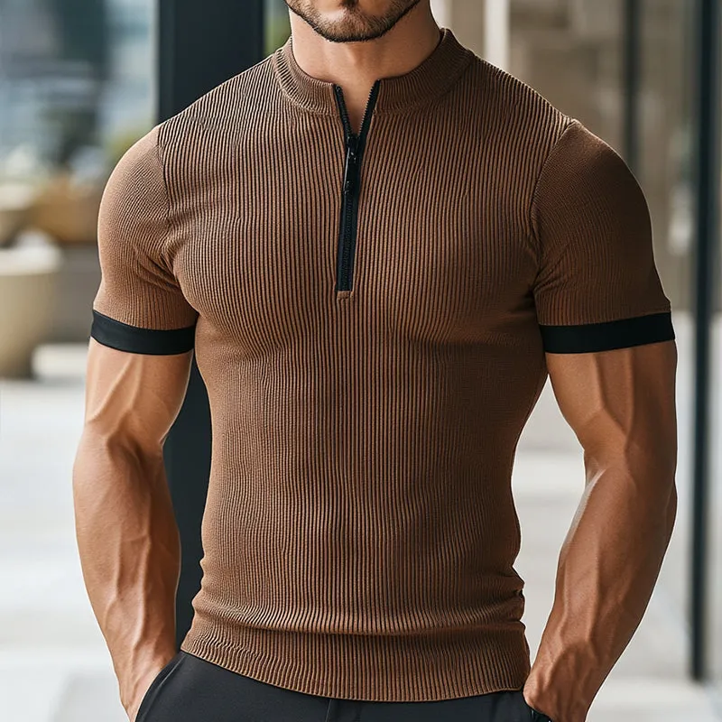 Men's Retro Casual Zipper Stand Collar Short Sleeve T-Shirt 95839198TO sold by Manly product image thumbnail 2